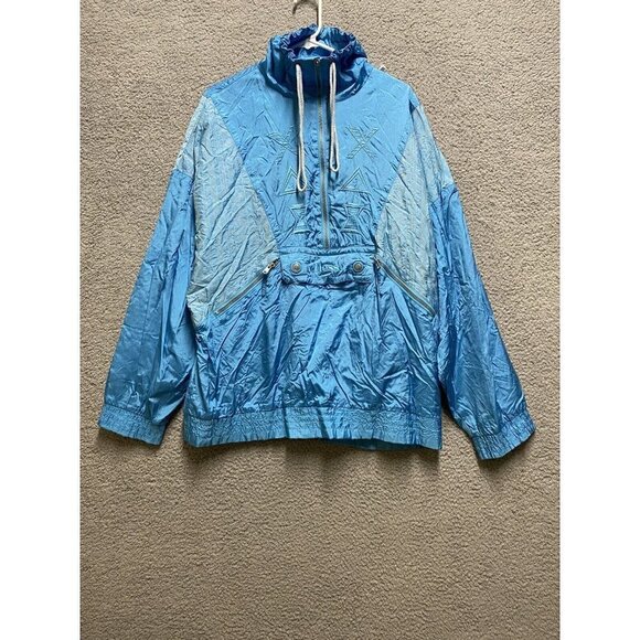 Ellesse Ski Windbreaker Jacket Mens Vintage 80s Half Zip Blue Jacket Nylon XL - Picture 1 of 12